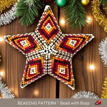 3D Peyote Star Bead Pattern DESERT SUN - Charming Decor for Home & Holidays