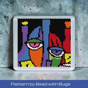 Peyote Stitch Beaded Coaster Pattern by Bead with Bugs, ABSTRACT ART 3