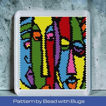 Peyote Stitch Beaded Coaster Pattern by Bead with Bugs, ABSTRACT ART 1