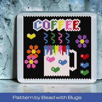 Peyote Stitch Beaded Coaster Pattern by Bead with Bugs, BRIGHT COFFEE