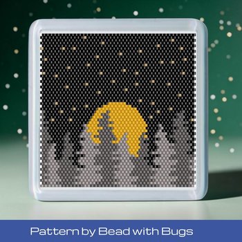 Peyote Stitch Beaded Coaster Pattern by Bead with Bugs, MOON RISE