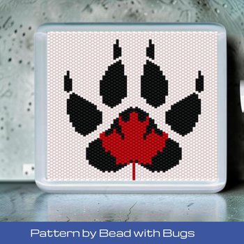 Peyote Stitch Beaded Coaster Pattern by Bead with Bugs, CANADA BEAR PAW