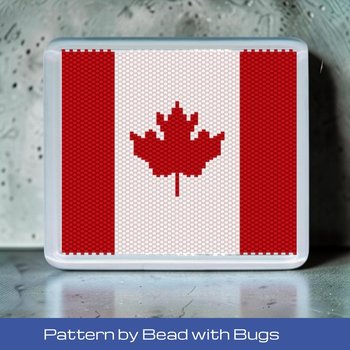 Peyote Stitch Beaded Coaster Pattern by Bead with Bugs, CANADA FLAG