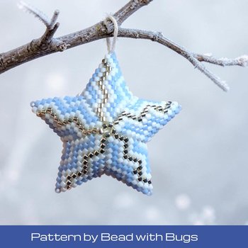 3D Peyote Mini Star Bead Pattern , WINTER ICE STAR, Charming Decor for Home & Holidays