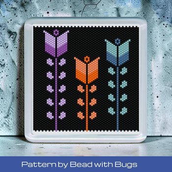 Peyote Stitch Beaded Coaster Pattern by Bead with Bugs, BOHO FLOWERS