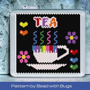 Peyote Stitch Beaded Coaster Pattern by Bead with Bugs, BRIGHT TEA