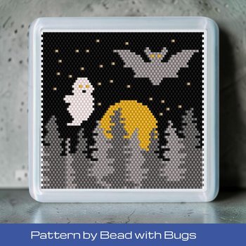 Peyote Stitch Beaded Coaster Pattern by Bead with Bugs, HALLOWEEN 2