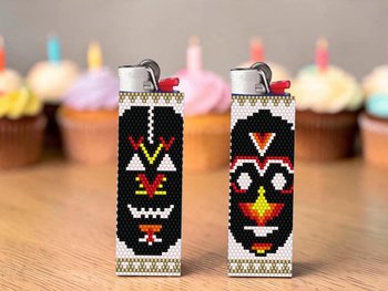 Peyote Stitch Beaded Lighter Cover, THE MASKS by Bead with Bugs