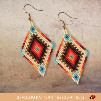 FOUR DIRECTIONS:  Brick Stitch Beaded Earrings Pattern by Bead with Bugs
