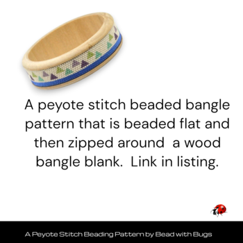 Peyote Stitch Beaded Bangle Band Pattern by Bead with Bugs, Geometric is a minimalist design for a beaded band to add to a bangle blank.