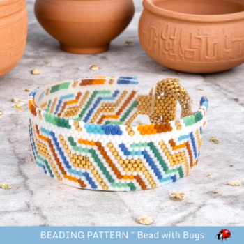 GOLDEN SUMMER: A Peyote Stitch Beaded Bracelet Pattern by Bead with Bugs