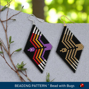 IN FLIGHT:  Brick Stitch Beaded Earrings Pattern by Bead with Bugs