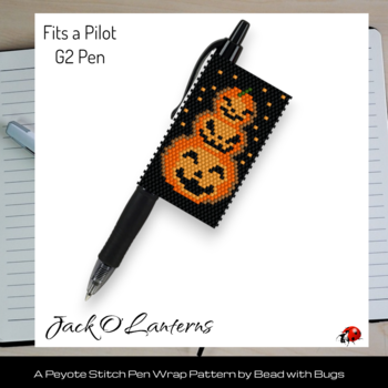 JACK O'LANTERNS:  Peyote Stitch Beaded Pen Wrap by Bead with Bugs