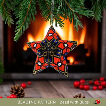 POINSETTIA: 3D Beaded Peyote Star Pattern by Bead with Bugs