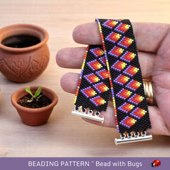 PURPLE FLAMES: A Peyote Stitch Beaded Bracelet Pattern by Bead with Bugs