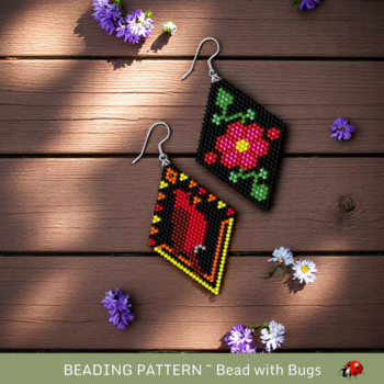 SIMPLE PLEASURES:  Brick Stitch Beaded Earrings Pattern by Bead with Bugs
