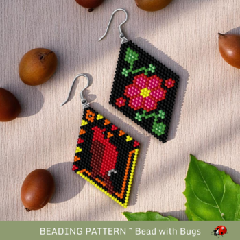 SIMPLE PLEASURES:  Brick Stitch Beaded Earrings Pattern by Bead with Bugs