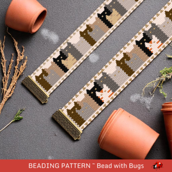 THE CATS: A Peyote Stitch Beaded Bracelet Pattern by Bead with Bugs