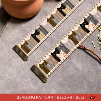 THE CATS: A Peyote Stitch Beaded Bracelet Pattern by Bead with Bugs