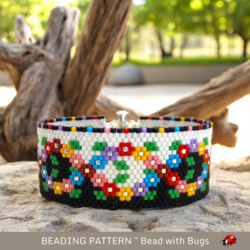 THE GARLAND:  A Peyote Stitch Beaded Bracelet Pattern by Bead with Bugs