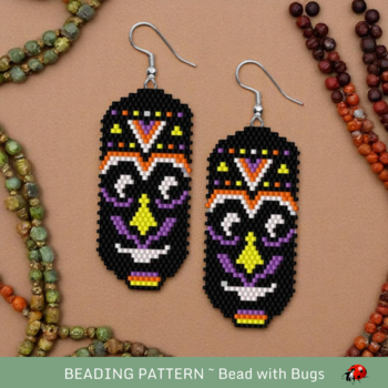 ETHNIC MASK:  Brick Stitch Beaded Earrings Pattern by Bead with Bugs