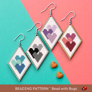 VALENTINE SERIES:  Brick Stitch Beaded Earrings Pattern by Bead with Bugs