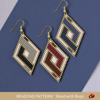 WOVEN SERIES:  Brick Stitch Beaded Earrings Pattern by Bead with Bugs